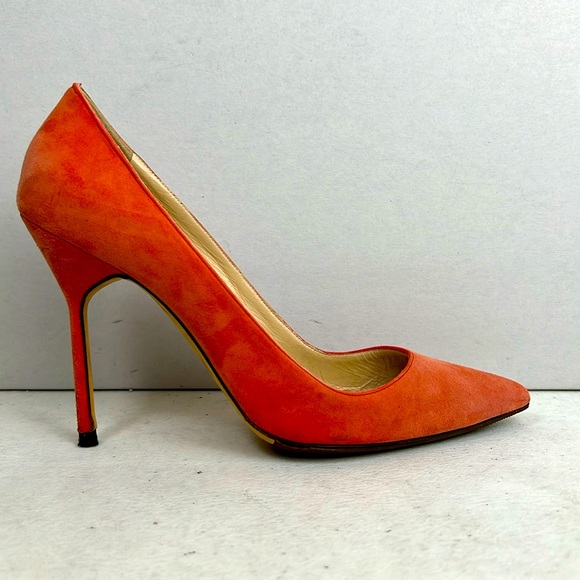 MANOLO BLAHNIK HIGH HEEL SHOES IN LIGHT CORAL SUEDE - Picture 1 of 9